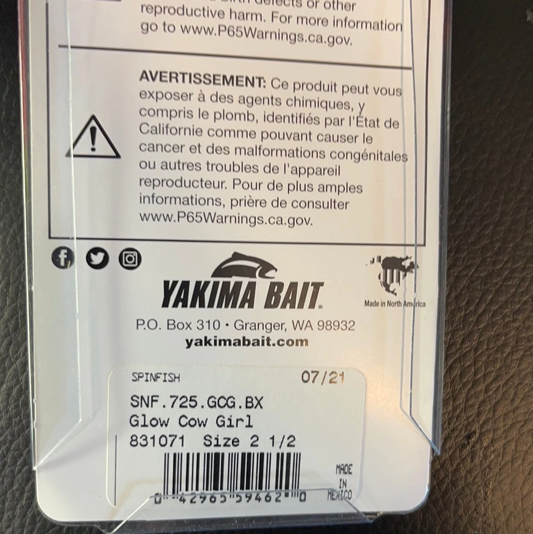 Big Rock Spin Fish Yakima Bait Spin Fish 2.5 (Glow Cow Girl) 3 Big Rock Spin Fish Yakima Bait Spin Fish 2.5 (Glow Cow Girl)