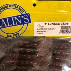 Gunarama Soft Baits Kalin’s 3” Lunker Grub Smoke Red Flake