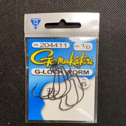 Gunarama Gamakatsu 1/0 G-Lock Worm (Black) Hooks And Sinkers