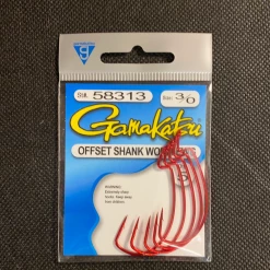 Gunarama Gamakatsu 3/0 Offset Shank Worm EWG (Red)