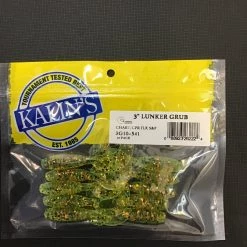 Gunarama Soft Baits Kalin’s 3” Lunker Grubs Chartreuse/ CPR FLK S&P