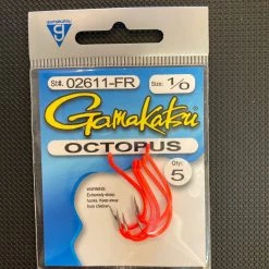 Superfly Flies Gamakatsu Octopus Fluorescent Red Size 1/0 Hooks And Sinkers