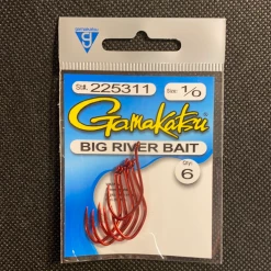 Gunarama Gamakatsu 1/0 Big River Bait (Red) Hooks And Sinkers