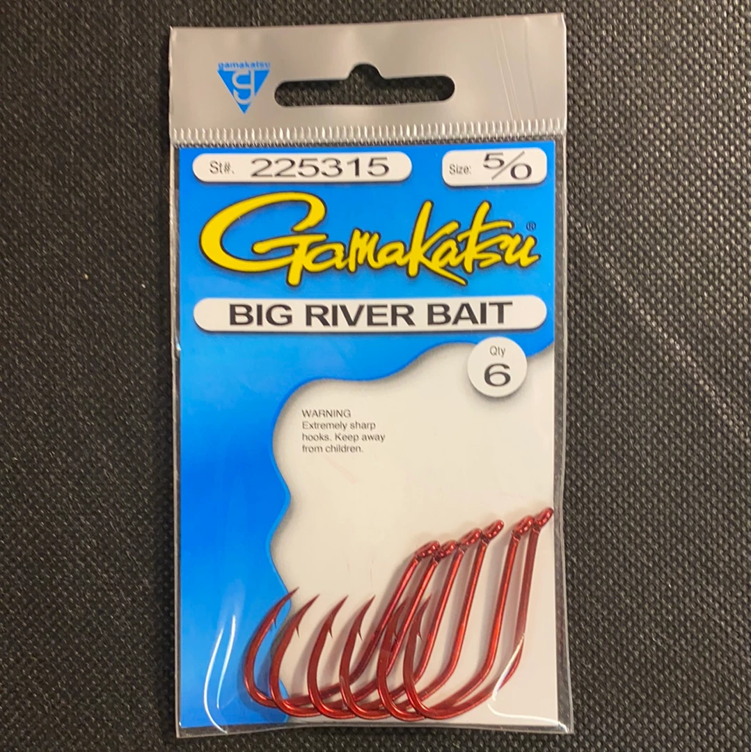 Gunarama Hooks And Sinkers Gamakatsu 5/0 Big River Bait (Red) 1 Gunarama Hooks And Sinkers Gamakatsu 5/0 Big River Bait (Red)