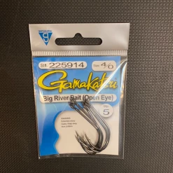 Gunarama Gamakatsu 4/0 Big River Bait (Open Eye) Hooks And Sinkers